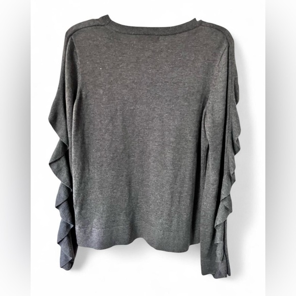 Catherine Malandrino Charcoal Ruffle Sleeve Sweatshirt Women’s Large Casual Chic - Picture 2 of 3